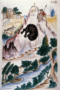 Caza de osos, del libro "Trujillo del Perú" o "Códice Martínez Compañón", por Baltazar Martínez Compañón y Bujanda, obispo de Trujillo (1782-1785) de Unknown artist