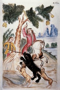 Caza de osos, del libro "Trujillo del Perú" o "Códice Martínez Compañón", por Baltazar Martínez Compañón y Bujanda, obispo de Trujillo (1782-1785) de Unknown artist