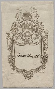 Exlibris: Escudo de armas con la inscripción de Isaac Smith de Unknown artist