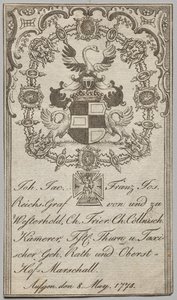 Exlibris: Johan. Jac. Franz-Joseph, Reichs-Graf von Westerhold