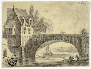 Puente con casa de Unknown artist