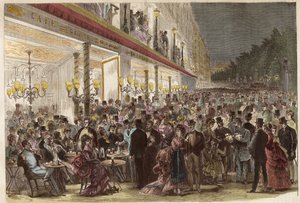 Café en los Grandes Bulevares en una noche de verano de 1869 - París - Café en los Grandes Bulevares en una noche de verano - 1869 de Unknown artist