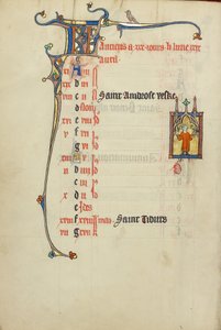 Página del calendario de abril; Recoger flores de Unknown artist