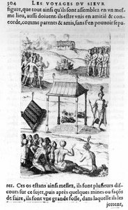 Canadá: nativos - en “Los viajes de la Nueva Francia Occidental, llamada Canadá, hechos por el St Champlain Xaintongeois... desde el año 1603 hasta el año 1629... Samuel Champlain (1570-1635), ed. Pierre Le Mur, París