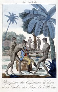Recepción del Capitán Wilson en la orden de los Rupaks a Pelero. de Unknown artist