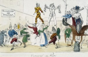 Carnaval de París, bulevar de los Italianos - grabado del siglo XVIII, Carnavalet de Unknown artist