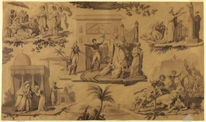 Cartón para textil impreso: Los franceses en Egipto [Les Francais en Egypte] de Unknown artist