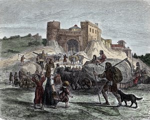 Celtas al servicio de sus jefes - Civilización celta, Edad de Hierro: los celtas traen sus ofrendas para sacrificios rituales de Unknown artist