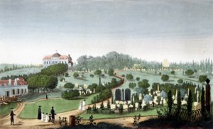 Cementerio de Père Lachaise, circa 1820 - en "Vues de Paris" por Courvoisier