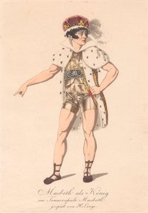 Personajes de una producción alemana de Macbeth (uno de seis grabados) de Unknown artist