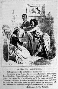 Charlatanismo: sátira sobre la consulta de magnetizadores hipnóticos para tratar enfermedades. De una litografía de Jacque. Siglo XIX de Unknown artist