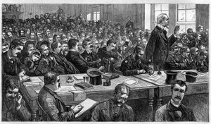 Charles Julius Guiteau (1841-1882), asesino del presidente de EE.UU. James Abram Garfield (1831-1881), durante el juicio en 1881, Estados Unidos