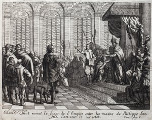 Carlos V (1500-1558) entregó el faix del Imperio a Felipe II (Felipe) (1527-1598), su hijo, el 25 de octubre de Unknown artist