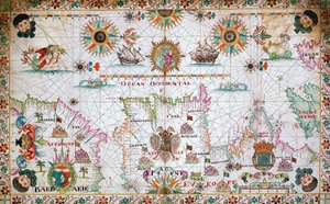 Carta del Mediterráneo occidental con las costas norteafricanas y españolas y el Atlántico de Unknown artist