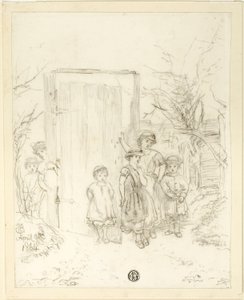 Niños junto a una puerta de Unknown artist