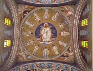 Cristo pantocrátor con los apóstoles