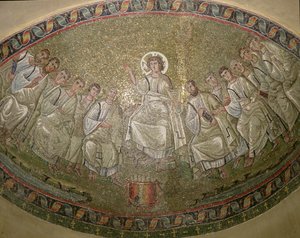 Cristo Legislador, entronizado con los Apóstoles, San Lorenzo Mayor, Milán (mosaico)