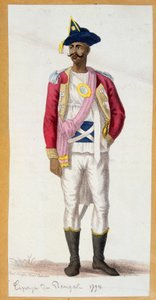 Cipayo de Bengala (India) - grabado, finales del siglo XVIII de Unknown artist