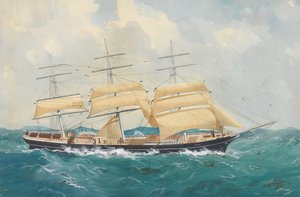 El clíper "Dharwar" en un mar agitado de Unknown artist