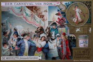 Serie de cuadros de colección El Carnaval de Roma, los Moccoletti, velas encendidas