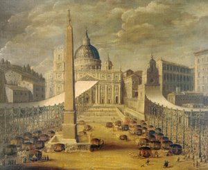 Procesión de Corpus Christi en la Plaza de San Pedro en la época del Papa Inocencio X, ca 1646, por un artista desconocido