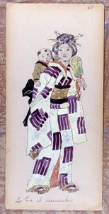 Traje de la zia con il marmocchio (Niño) para la creación de Madame Butterfly de Giacomo Puccini en 1904.Colección del Museo della Scala de Milán. de Unknown artist