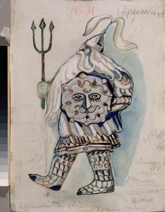 Vestuario para la ópera "Le conte du tsar Saltan" de Nicolas (Nikolai) Rimski Korsakov (Rimski-Korsakov) (1844-1908). Oeuvre de Alexandra Vassilyevna Shchekotikhina Pototskaya (Shchekotikhina-Pototskaya) (1892-1967), aquarelle et gouache sur pa de Unknown artist
