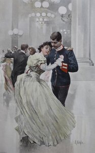 Pareja bailando en un baile de Navidad