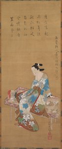 Courtesan Seated on a Bench Enjoying the Evening Cool in Summer de Unknown artist