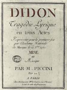 Portada del libreto de la ópera Didon del compositor Niccolo Vito Piccinni (1728-1800). 1783 de Unknown artist