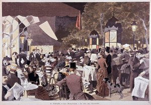 Multitud, en los bulevares en la noche de elecciones - en “París ilustrado” de Unknown artist