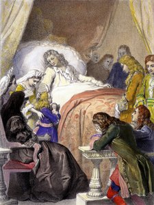 Muerte de Luis XIV (1638-1715), Rey de Francia, el 1 de septiembre de 1715 en Versalles y el futuro Luis XV (1710-1774) de Unknown artist