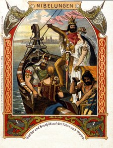 Die Nibelungen, ópera compuesta por Heinrich Dorn (1804-1892) en 1854, director y compositor alemán. Cromolitografía del siglo XIX. de Unknown artist