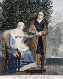 Doctor Embossed (frente a una mujer enferma) de Unknown artist