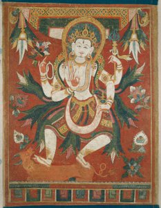 Estandarte pintado a doble cara (Paubha) con el dios Shiva de Unknown artist