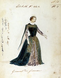 Dibujo del vestuario para el personaje de Isabella en la ópera 