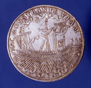 Ducat de Vincenzo Gonzaga (Vicente Gonzaga) (1562 - 1612), Duque de Mantua representando una galera. de Unknown artist