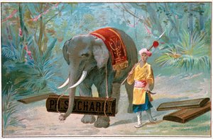 Elefante y Cornac, publicidad "Suchard", v. 1895 de Unknown artist