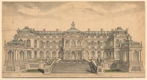 Elevación de una fachada de jardín para un pequeño palacio francés de Unknown artist