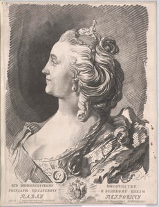 Emperatriz de Rusia Catalina II (impresión) de Unknown artist