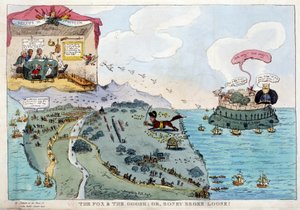 Caricatura inglesa sobre Napoleón Bonaparte - en Napoleón I, caricaturas, colección de maniquíes. 1814 - 1815. B.H.V.P. de Unknown artist