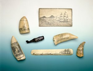 Diente de cachalote grabado, mediados del siglo XIX (diente de ballena) de Unknown artist