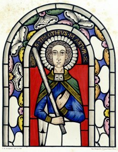 Grabado que representa la vidriera de San Timoteo, de la Iglesia de Neuviller