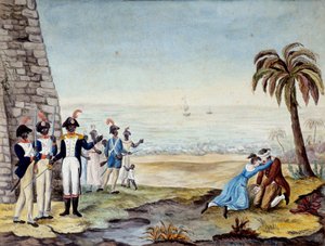 Ejecución de un colono durante la revuelta en Santo Domingo en 1791