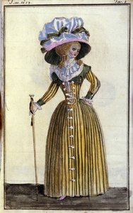 Moda: joven elegante con bastón. 1787
