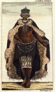 Miembro femenino de la tribu sudafricana de los hotentotes, grabado de 1820