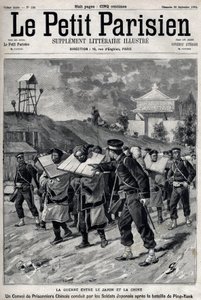 Primera Guerra Sino-Japonesa - Guerra Sino-Japonesa (1894-1895): Convoy de prisioneros chinos conducidos por soldados japoneses después de la Batalla de Pyongyang el 15 y 16 de septiembre