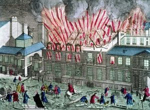Primer incendio de la Ópera del Palais Royal el 6 de abril