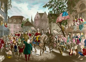 Primera de la Guerra de Independencia de Estados Unidos: entrada triunfal de George Washington (1732-1799) en Nueva York tras la derrota inglesa de Unknown artist