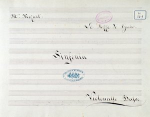 Primera página de la partitura para el violonchelo en Le nozze di Figaro, ópera de Mozart (siglo XIX) de Unknown artist